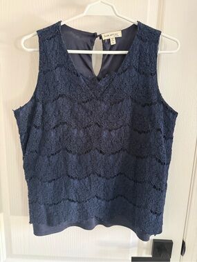 Faith and Joy Navy Lace Sleeveless Blouse